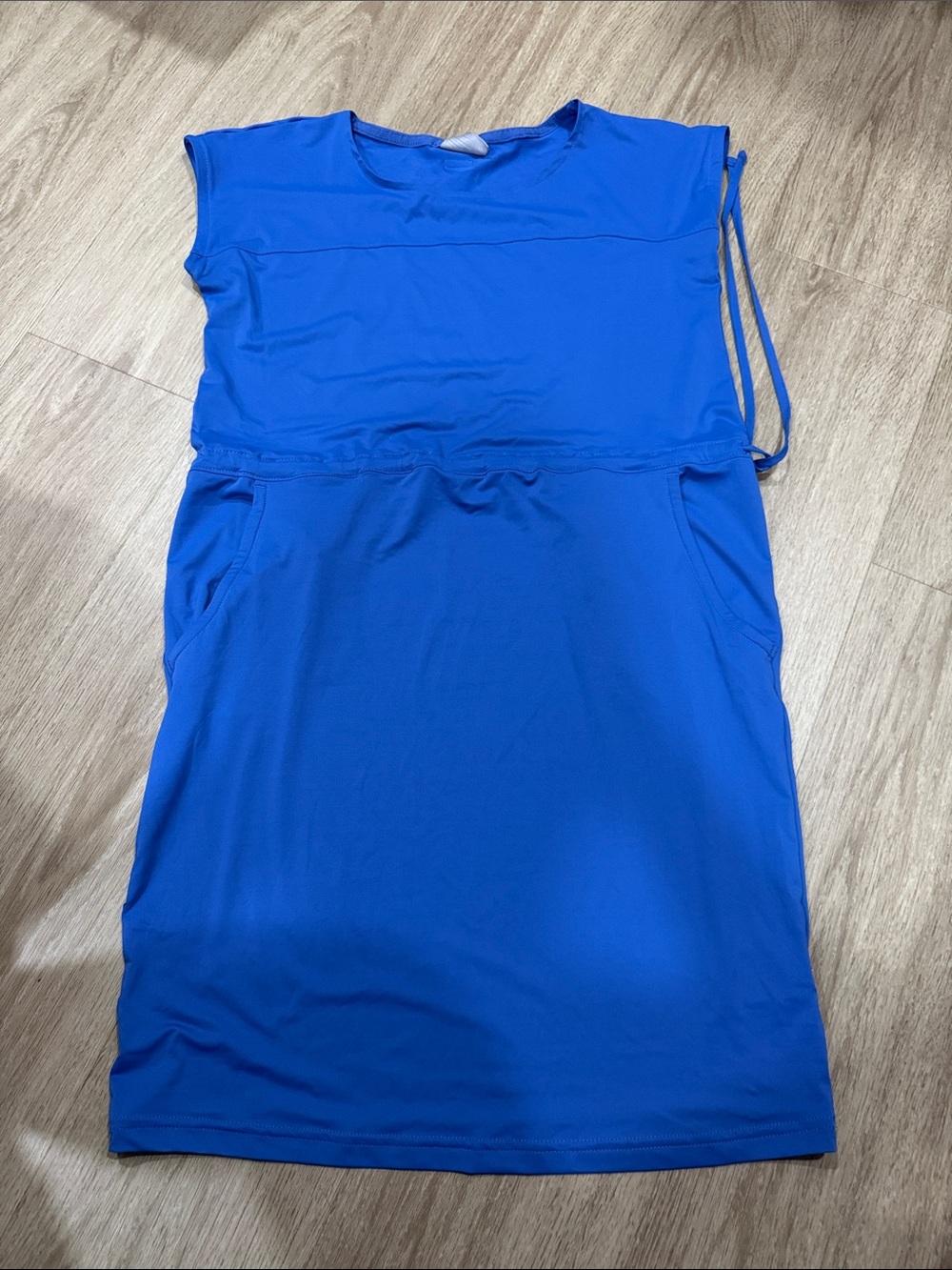 Columbia Bright Blue Midi Casual Drawstring Dress